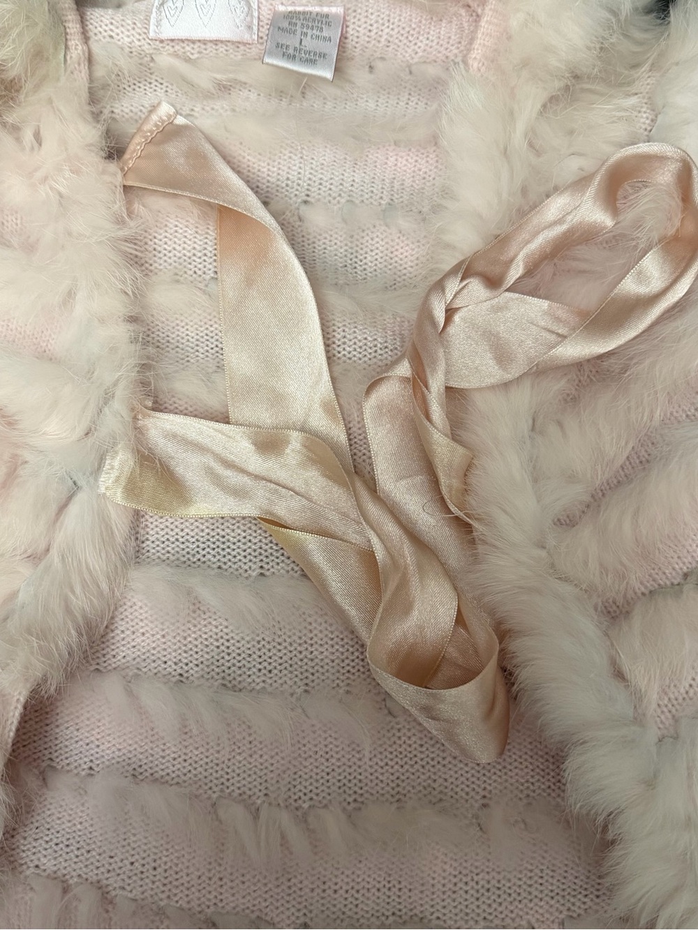 Vintage Womens 100% Real Rabbit Fur cardigan Bolero Cape Pink/Blush - Picture 6 of 8
